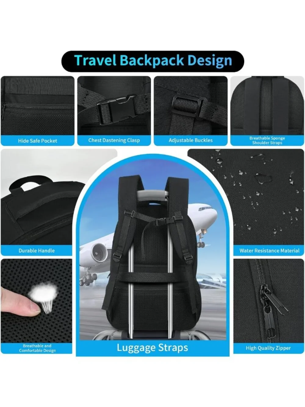 Durable Anti-Theft Travel Backpack with USB Port, Water-Resistant Laptop Bag